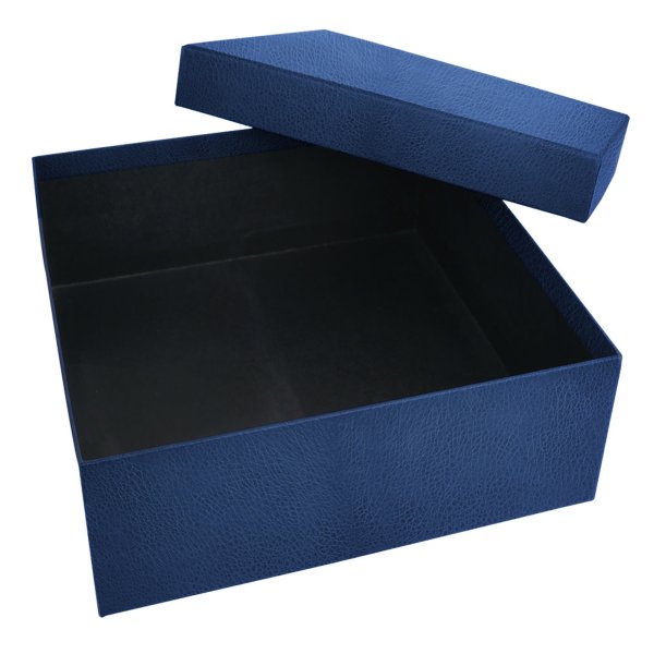 Afyon SEDİR LACİVERT DERİ GÖRÜNÜMLÜ GEÇME KAPAK KUTU (30X30X10 CM) - Set Kutuları